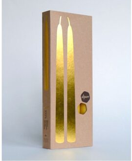 Dipam Bijenwas Dinerkaars wit in geschenkverpakking Ø2,2 x 25cm - 2 kaarsen