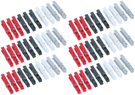 Dirt Devil Kunststof wasknijpers - 60x knijpers - Rood/zwart/wit/grijs - 7 cm - kunststof