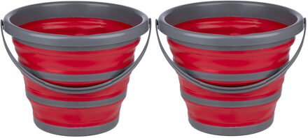 Dirt Devil Opvouwbare emmer - 2x - rood/grijs - 10 liter