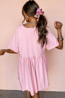 Disco Bal Geborduurd Jurk Roze