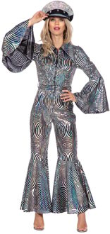 Disco Catsuit Cirkels Holografisch Zilver Zilver - Grijs
