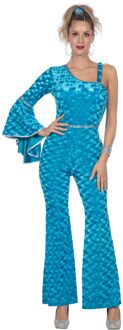 Disco Catsuit Velvet Aqua Dames Blauw, Turquoise