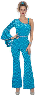 Disco Catsuit Velvet Aqua Dames Blauw, Turquoise