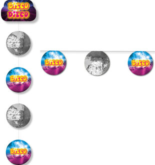Disco eighties thema hangende versiering slingers pakket - discoballen - karton