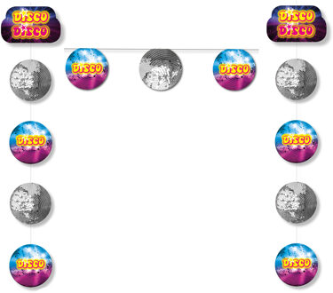 Disco eighties thema hangende versiering slingers pakket - discoballen - karton