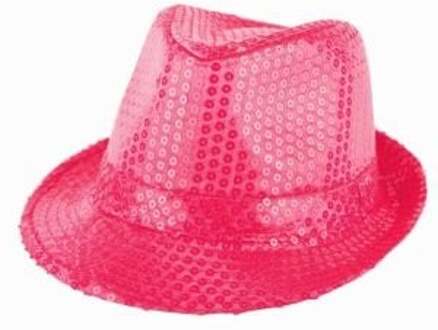 Disco hoed pailletten licht roze