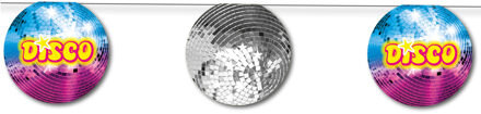 Disco/jaren 80 thema vlaggenlijn feestslinger - discobal - karton - 350 cm - Vlaggenlijnen Multikleur