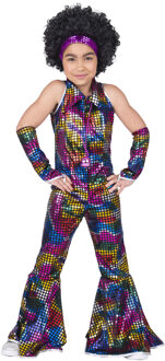 Disco Jumpsuit Rainbow Glitter Kind Multikleur - Print