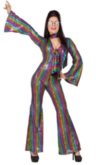 Disco Jumpsuit Rainbow Met Hoofdband Multikleur - Print