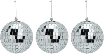 Disco kerstbal - 3x - zilver - D11 cm - glas/foam - discobal/discobol - kerstversiering