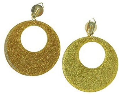 Disco klem oorbellen flower power - goud - Hippie/jaren 60 thema verkleed accessoires/sieraden Goudkleurig