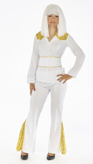 Disco Kostuum Wit Met Goud Dames Wit - Transparant
