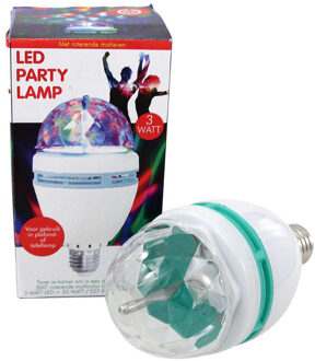 Disco lamp/licht - LED E27 fitting - draaiend/roterend met kleureffecten - kunststof Multi