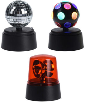 Disco lampen/lichtjes set 3x stuks - 360 graden leds - draaiend - kleureffecten - kunststof - party