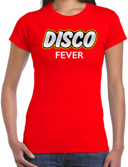 Disco party t-shirt / shirt disco fever - rood - voor dames - dance / party shirt / feest shirts / disco seventies feest shirts S