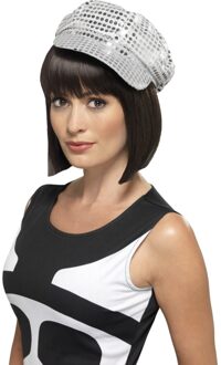 Disco petje - zilveren - pailletten - dames - discopet - 70s