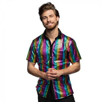 Disco Shirt Diamant Regenboog Multikleur - Print
