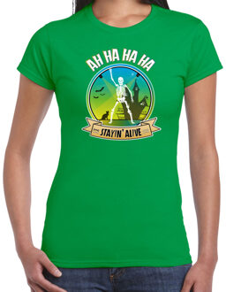 disco style Halloween t-shirt dames - Stayin Alive - groen -verkleed themafeest XL - Feestshirts