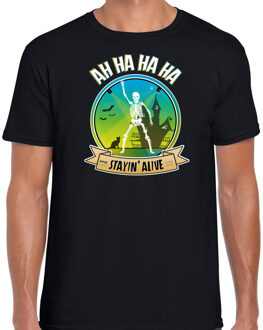 disco style Halloween t-shirt heren - Stayin Alive - zwart -verkleed themafeest L - Feestshirts