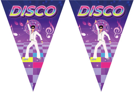 Disco thema vlaggetjes slinger/vlaggenlijn - 2x stuks - paars - 5 meter - 10 puntvlaggetjes - Sevent