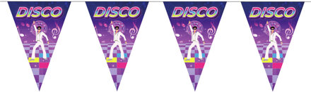 Disco thema vlaggetjes slinger/vlaggenlijn - paars - 5 meter - 10 puntvlaggetjes - Seventies