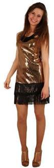Disco Toppers jurkje pailletten goud/zwart Goud - Brons