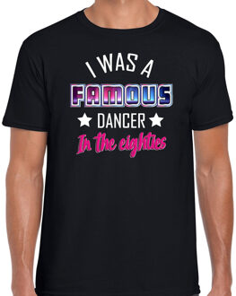 disco verkleed t-shirt heren - jaren 80 feest outfit - famous dancer? - zwart L