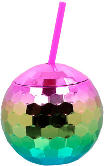 Discobal Drinkbeker Met Rietje Regenboog Multikleur - Print