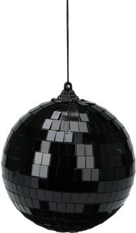 Discobal kerstbal / spiegel kerstbal- 1x st - zwart - 10 cm - kunststof