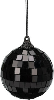 Discobal kerstbal / spiegel kerstbal- 1x st - zwart - 6 cm - kunststof