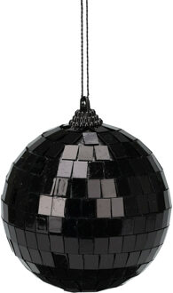 Discobal kerstbal / spiegel kerstbal- 1x st - zwart - 8 cm - kunststof