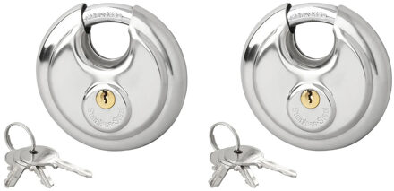 Discusslot - 2x - 90 mm - gehard staal - 10mm sluitbeugel - 25mm opening - roestvrij