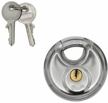 Discusslot - 60 mm - gehard staal - sluitbeugel - roestvrij - met 2 sleutels