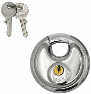 Discusslot - 80 mm - gehard staal - sluitbeugel - roestvrij - met 2 sleutels