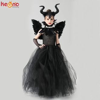 Disguise Girls Deluxe Maleficent Black Gown Halloween Costume Gothic Dark Witch Queen Girls Tutu Dress with Feather Cape Shawl