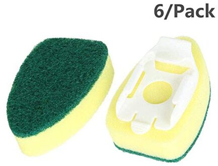 Dishwand Refill Gootsteen Schoon Spons Borstel 6Pack Refill Vervanging Heads Non-Scrat #