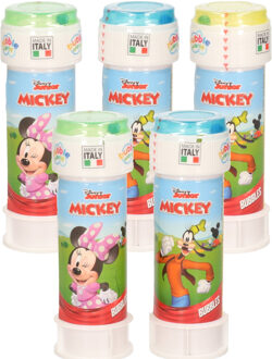 Disney 10x Disney Mickey Mouse bellenblaas flesjes met bal spelletje in dop 60 ml voor kinderen