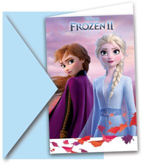 Disney 12x Disney Frozen 2 uitnodigingen met enveloppen - Uitnodigingen Multikleur