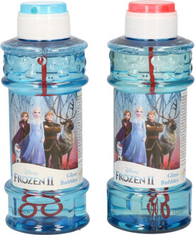 Disney 2x Disney Frozen 2 bellenblaas flesjes met bal spelletje in dop 300 ml voor kinderen