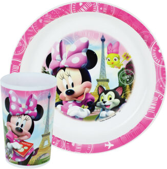 Disney 2x Kinder ontbijt set Disney Minnie Mouse 2-delig van kunststof