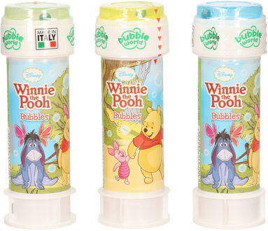 Disney 3x Winnie de Poeh bellenblaas flesjes met bal spelletje in dop 60 ml voor kinderen - Bellenblaas