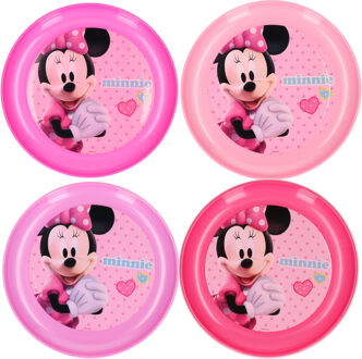 Disney 4x Plastic Disney Minnie Mouse bordjes Multikleur