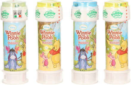 Disney 4x Winnie de Poeh bellenblaas flesjes met bal spelletje in dop 60 ml voor kinderen - Bellenblaas