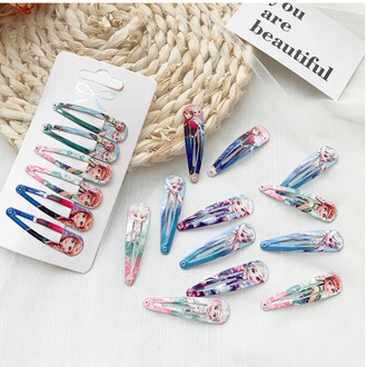 Disney 6pcs Cartoon Princess Elsa Anna Icon Hair Clip Cute High Quality Hair Clip Metal Head Wearing Girl BB Party Gifts Toys