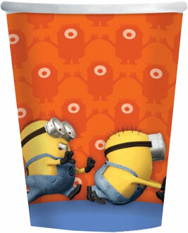 Disney 8x Minions bekertjes oranje karton 266 ml - Feestbekertjes