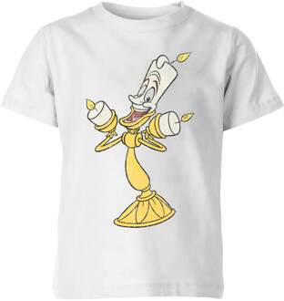 Disney Beauty And The Beast Lumiere Distressed Kids' T-Shirt - White - 110/116 (5-6 jaar) - Wit - S