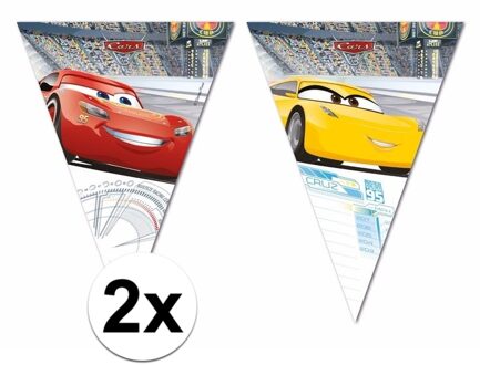 Disney Cars vlaggenlijn - 3x - 3 meter - plastic - kinder verjaardag - slingers - vlaggetjes