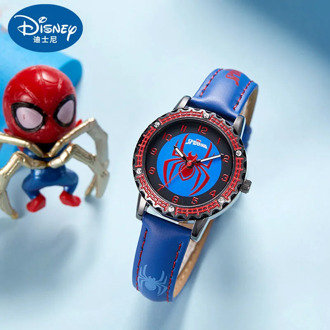 Disney Cartoon Character Spider-Man Watch Children Watch Luminous Waterproof Quartz Watch Clock Children's Watch Gifts for Boys