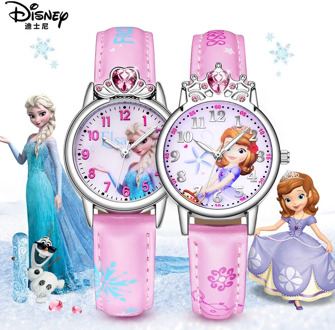 Disney Cartoon Children Wristwatch Girl Frozen Aisha Princess Sofia Waterproof Primary School Girl Quartz Watch Kids Watch 3Bar