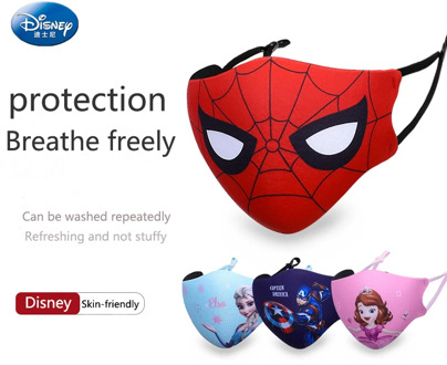 Disney children's mask cartoon cute Cosplay accessories Frozen Spider-Man anime protection boys girls face breathable kids
